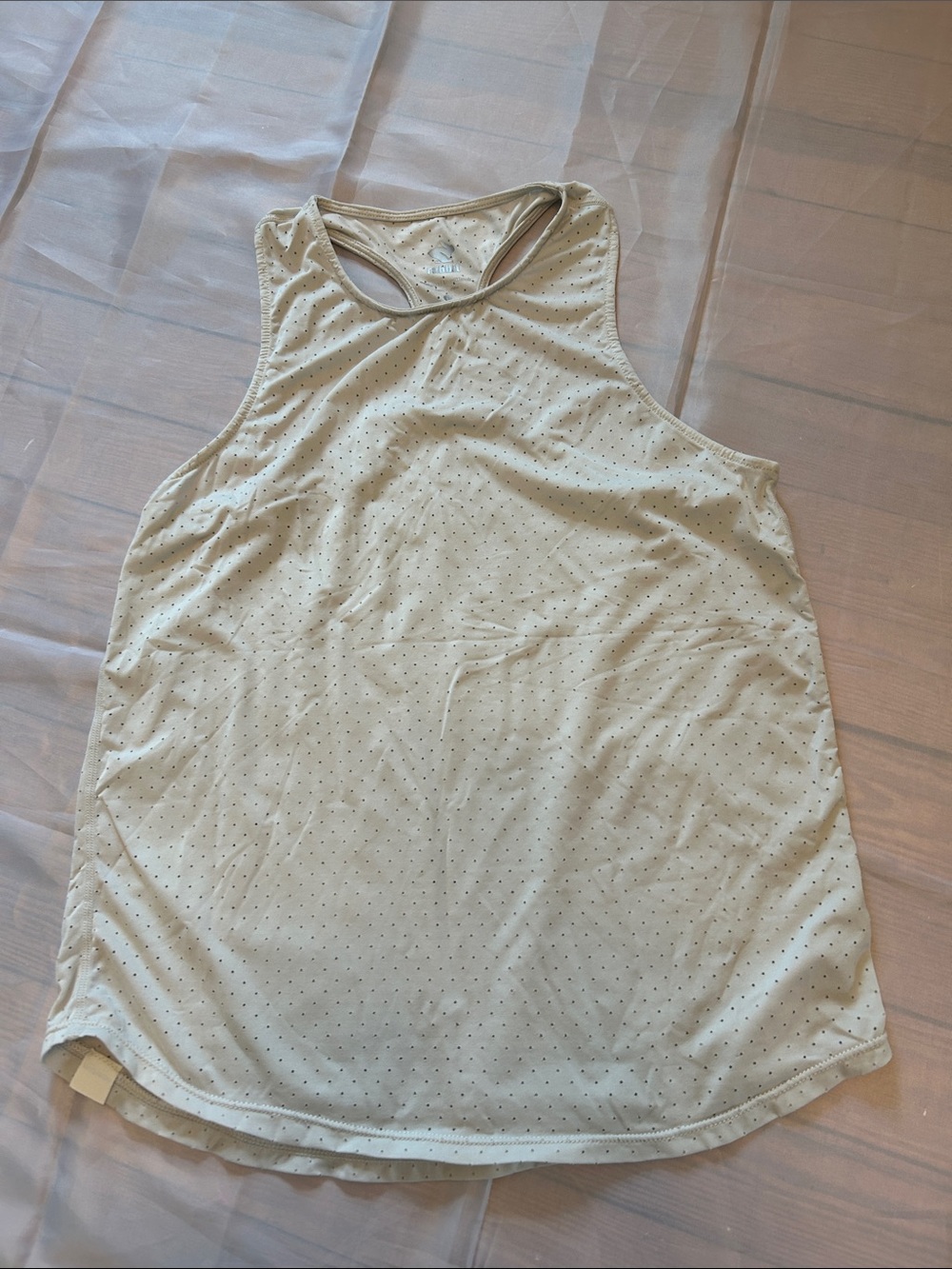 Light Cream Perforated Racerback Tank Top